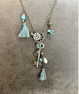 Women’s Antique Cooper/Bronze Pendant Necklace  with Tassel, Misc. Charm... - $40.60 CAD