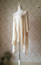Summer Tencel Linen Open Blouse Loose Long Crop Sleeve Cover Up Plus Size NWT image 4