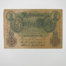 German 50 Mark Banknote Paper Currency Berlin Germany Antique Original 1910 - £15.72 GBP