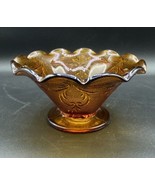 Indiana Glass Tiara Amber Color Ruffled Compote Footed Candy Bowl 3” X 6” - $338.51 MXN
