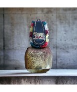Vintage Switzerland Brass Cow Bell  Colorful Fringe Trim Handle - $24.70