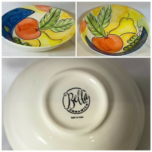 Bella Ceramica ALFRESCO Serving Vegetable Bowl  Hand Painted Fruits 9” D Round - $28.71