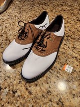 FootJoy Superlites Golf Shoes Mens Size 8.0   White &amp; Brown Soft Spikes ... - £77.09 GBP