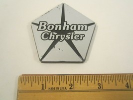 Vintage Plastic Dealer Car Emblem Script Bonham Chrysler [Y64E4] - £5.25 GBP