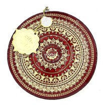 TURKISH GLASS Salad Plates Hand Painted Gold Lace Set of 2 NWT Red Glass... - $59.00