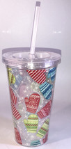 Holiday Christmas”Mittens Gloves”16 Oz Tumbler/Gobelet Cup-BRAND NEW-SHIP N 24HR - £11.84 GBP