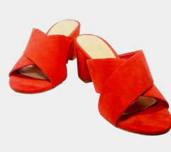 Size 5.5 Women Heels Orange Slides Ann Taylor Loft Ultra Suede Cruise Loungewear - £22.32 GBP