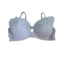 Smart &amp; Sexy Bra 40C Womens Underwired Push Up Padded Purple Embroidered Blue - £10.51 GBP