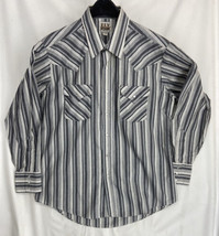 Ely Cattleman Men&#39;s Stripped Button-Up Long Sleeve Shirt Western Size Large - £11.38 GBP