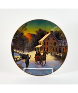 Avon Christmas Plate &quot;Home For the Holidays&quot; Porcelain 22K Gold Trim &#39;88... - £9.08 GBP