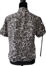 Womans Elle Blouse, Croppped, Grey/White, Buttons, Attached Tie, 100% Co... - $19.97