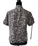 Womans Elle Blouse, Croppped, Grey/White, Buttons, Attached Tie, 100% Co... - €17,03 EUR