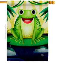 Happy Frog - Impressions Decorative House Flag H192620-BO - £29.08 GBP