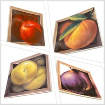 JAY MERCADO 4-Square Dinner Plates Certified International Fruit Gallery Ceramic - £62.33 GBP