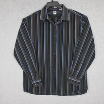 GAP Premium Men&#39;s Button Up Shirt Long Sleeve Black Stripe Size XL - $10.46