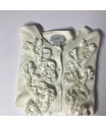 LOFT Womens Ivory Sweater Cardigan 3D Flowers Floral Ann Taylor Sz Medium - $188.47 MXN