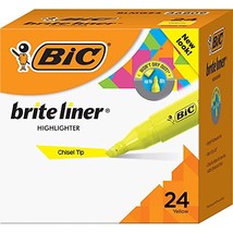BIC Brite Liner Tank Highlighter, Chisel Tip, Yellow, 24 ct - £15.18 GBP