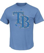 Majestic Tampa Bay Rays Mens Silver T-Shirt Large Light blue - £14.18 GBP