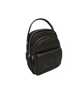 Small Travel Backpacks for Women&#39;s | Black Snakeskin Leather &amp; Adjustabl... - £185.11 GBP