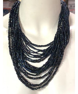 Rare Vintage Torsade Necklace Tiny AB Carnival Glass Beads Chunky Wide 18” - $1,196.21 MXN