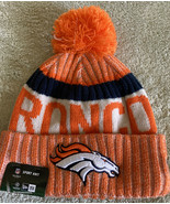 NEW Denver Broncos Orange New Era On Field Sport Knit Cuff Pom Hat Fleec... - $33.57 CAD