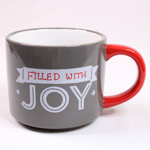 Threshold Stoneware Filled With Joy Coffee Mug 12 oz Capacity Red &amp; Gray Tea Cup - £7.84 GBP