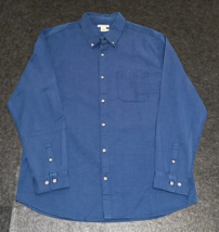 Carbon 2 Cobalt Shirt Men&#39;s Large Tall Blue Dot 100% Cotton Button Up Pocket - £15.52 GBP