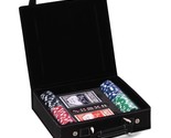 Sleek Black Poker Case w/ Poker Chips,2 Playing Cards,5 Dice - £48.71 GBP