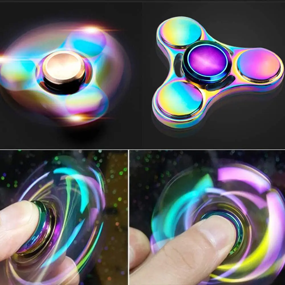 Rainbow Fidget Spinner Toys Metal UFO Small Handheld  Finger Spinners Gi... - £10.99 GBP