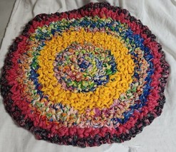 Vintage Round Loom Rag Rug Multi Color Rainbow 21 Inch Gay Pride Colorful - $29.99