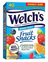 Welch&#39;s Fruit Snacks, Mixed Fruit, Gluten Free, Bulk Pack 40, 0.9 oz Individual  - £11.90 GBP