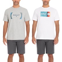 Hurley Men&#39;s Size 3XL Gray White Short Sleeve 2 Pack Classic Tee T-Shirts NWT - £10.14 GBP