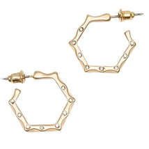 Studded Hexagon Hoop Earrings Gold - £10.87 GBP