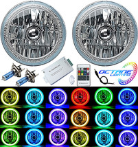 7&quot; Multi-Color White Red Blue Green RGB SMD LED Halo Angel Eye Headlights Pair - £157.08 GBP