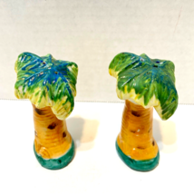 Antique Ceramic Hand Painted Palm Trees Salt Pepper Shakers Made in Japan - £12.44 GBP