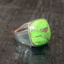 Green Copper Turquoise Ring, 925 Silver, Husband Gift Jewelry Turquoise Ring Men - £59.50 GBP