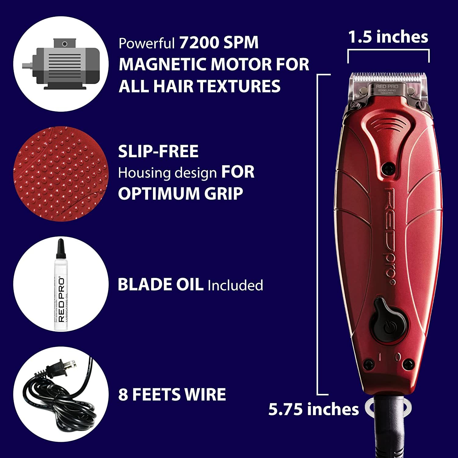 Zero Gapped Blade Electric Beard Trimmer Shaver Hair Cutting Kit For Men,  Red