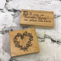Vintage Rubber Stamps No Place Like Home Rose Heart Wreath Lot Of 2 - £7.93 GBP