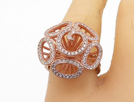 925 Sterling Silver - Topaz Rose Gold Plated Statement Ring Sz 7.5 - RG7281 - £27.83 GBP