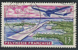 French Polynesia 1960 Very Fine Used Air Post Stamp Scott # C28 CV 2.40$ - £1.15 GBP