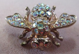 Joan Rivers Bumble Bee Aurora Borealis Pin Crystal Eyes - £23.98 GBP