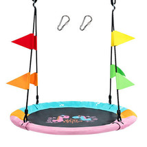 40 Inch Flying Saucer Tree Swing with Hanging Straps Monkey-Pink - Color... - £74.59 GBP