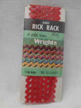 Vintage Wrights ~ Color 76 Scarlet ~ Baby Rick Rack Sewing Trim 4 Yards NIP - £4.63 GBP