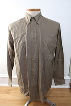 Vtg 90s Lands End 16 33 Brown Mini Houndstooth Check Long Sleeve Cotton Shirt - £15.14 GBP