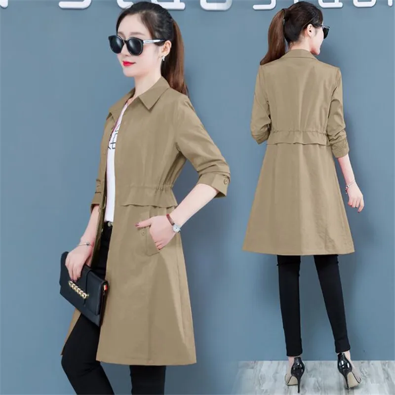 Spring Autumn Single-breasted Jacket Coat s Solid Color Casual Slim Long Jacket - £125.39 GBP
