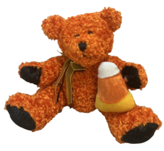 Dan Dee Teddy Bear Halloween Orange Candy Corn Bow Stuffed Animal Plush 9 inch - £6.29 GBP