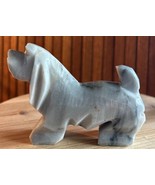Grey Stone Carved Marble Bloodhound Dog 3 1/2” Long X 2 1/2” High - £3.96 GBP