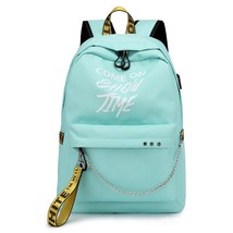 New USB Charging Luminous Chain Nylon female book bag backpack schoolbag... - $34.44