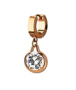 Dangling Bezel Setting Round Cut CZ Stainless Steel Huggie Hoop Helix Ea... - $247.32 MXN