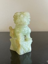 Vintage Chinese Hand Carved Green Jade Jadeite Foo Lion Foo Dog Sculpture - £177.64 GBP